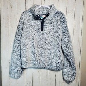 SO Sherpa Pullover 3/4 Button Down Fleece Women's Size XL Warm EUC